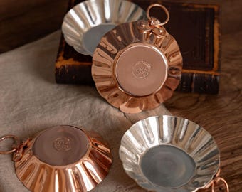 Copper Tartlet Set of 4, Copper Tart Mold, bakeware, Pie Dish, Copper Kitchen Utensil, Baking Pan, Copper Cookware, Vintage Copper , French