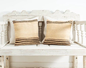 Handmade Turkish 15.5 x 15.5 Pillows Set 2,Traditional Anatolian Pillow,Rug Pillow,Multicolor Elegant Home Accent,Decorative Throw Pillow