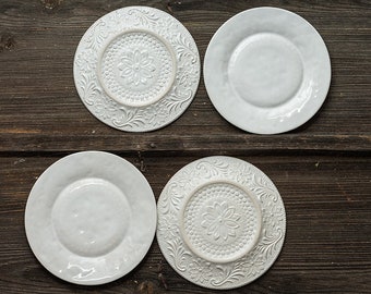 Handmade Patterned Ceramic Plate Set of 2, Turkish Ceramic Plate, Handmade Ceramic, Ceramic Serving Plates, Handmade Tableware