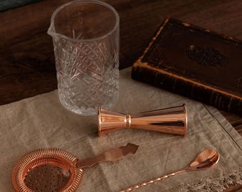 Copper Vintage Inspired 4 Piece Set, Wedding gift , Barset , Bar Accessories, cocktail shaker, home decor , Barware, Vintage Copper,