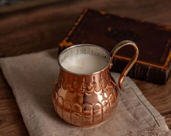 Vintage Inspired Apple Blossom Candle, Soy Wax Candle with Copper Bowl, Copper Housewarming Gift, Copper Home Decor, Living Room Candle