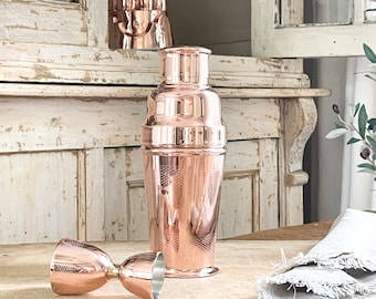Copper Cocktail Shaker Set, Copper Bartender Set, Copper Jigger, Copper Barware, Copper Set, Groomsman Gift, Fathers Day Gift
