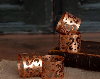 Copper Vintage Inspired Napkin Rings Set/4, Tabletop, Napkin, dining, serveware, table decor, copper decor, vintage