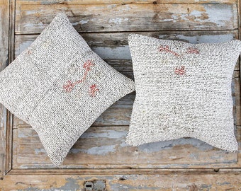 Handmade Turkish 15.5 x 15.5 Pillows Set 2,Traditional Anatolian Pillow,Rug Pillow,Multicolor Elegant Home Accent,Decorative Throw Pillow