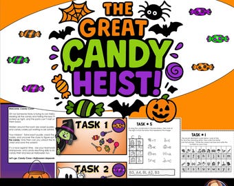 Gioco di fuga per Halloween / Gioco di lettura e matematica / Stampabile per bambini / Attività di ottobre per la classe o a casa di 1a, 2a e 3a elementare