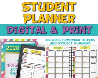 college student planner pdf Student Planner and Agenda - Printable and Digital 2022-2023 with Free Updates-Elementary Assignment Book