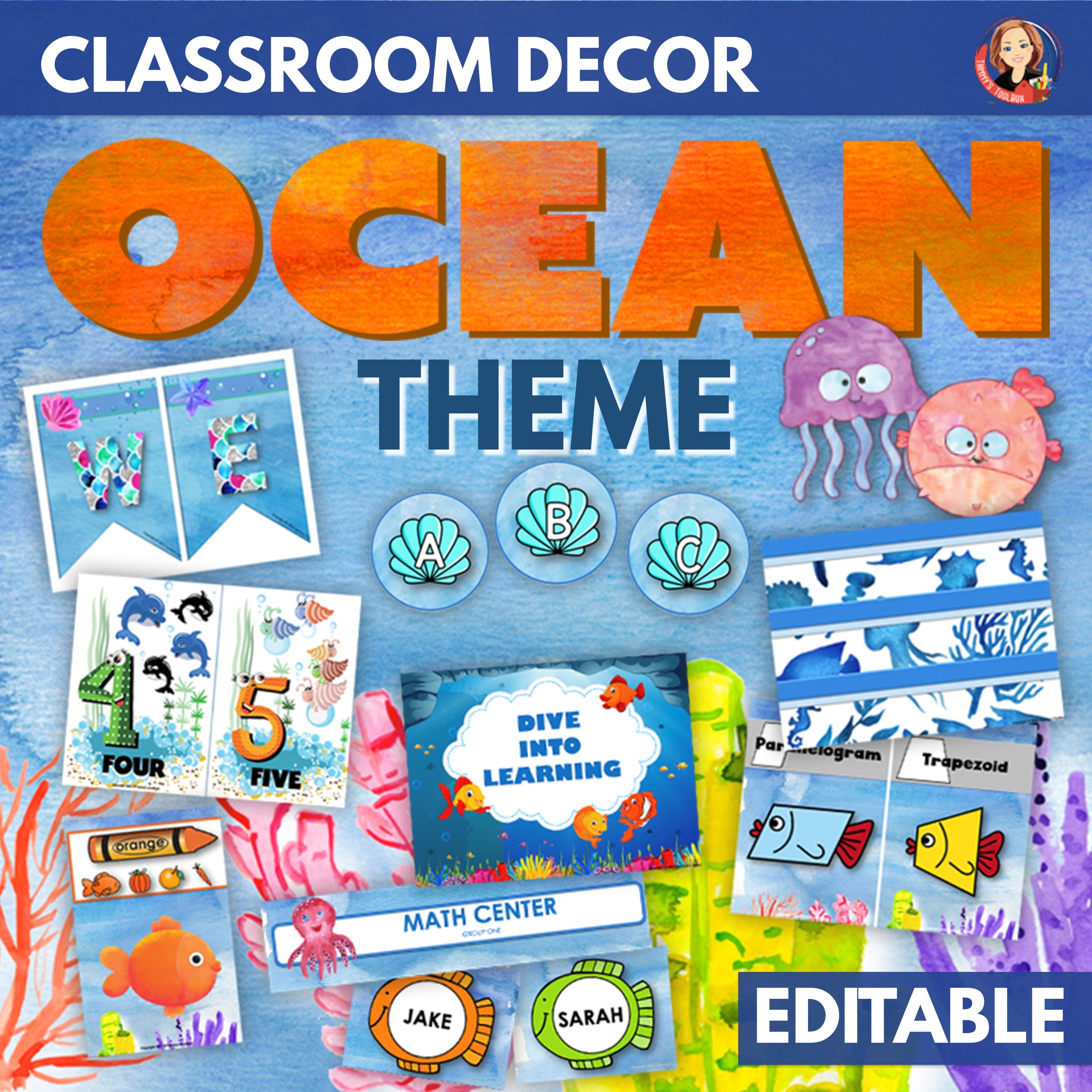 Ocean Under the Sea Theme Classroom Decor, Sea Life Bulletin Board