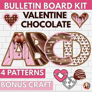 Valentine&#39;s Day Bulletin Board Letters and Classroom Decor Kit, Valentine&#39;s Day Craft for Kids, Printable Classroom Valentine Door Decor