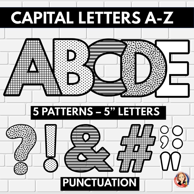 Black and White Bulletin Board Letters, Back to School Bulletin Board ...