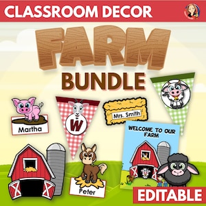 Farm Classroom Decor Bundle, Farm Animals Classroom Theme, Farm Bulletin Board, Banners, Posters