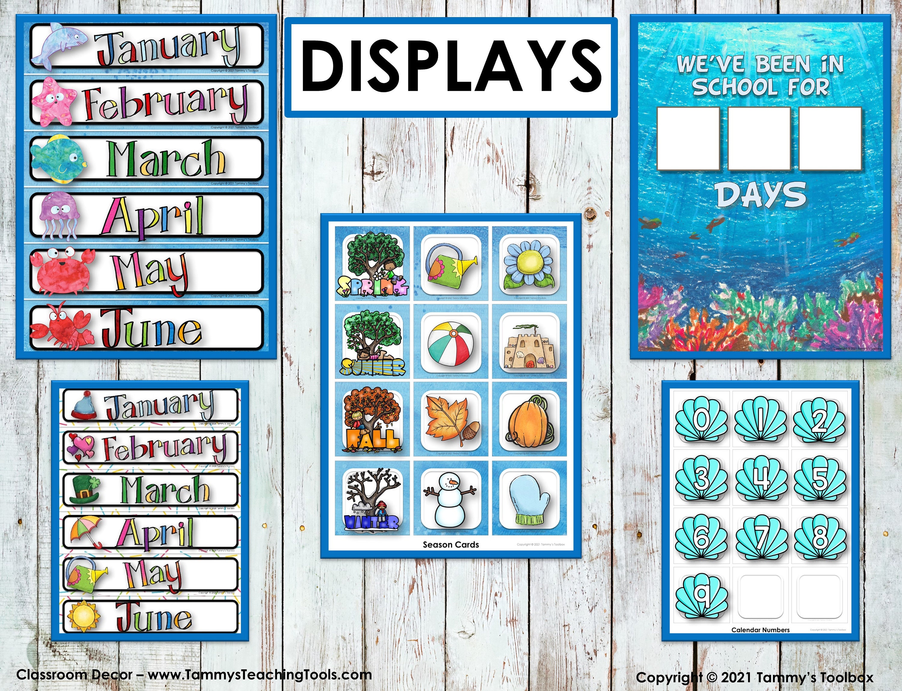 Ocean Under the Sea Theme Classroom Calendar, Sea Life Monthly Calendar ...