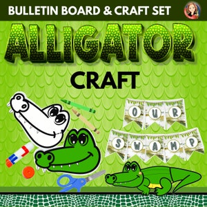 Alligator Craft and Bulletin Board for Back to School, Alligator Swamp Theme Classroom and Party Decor