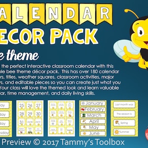 Bee Classroom Decor Calendar and Class Schedule, Bee Theme Classroom ...