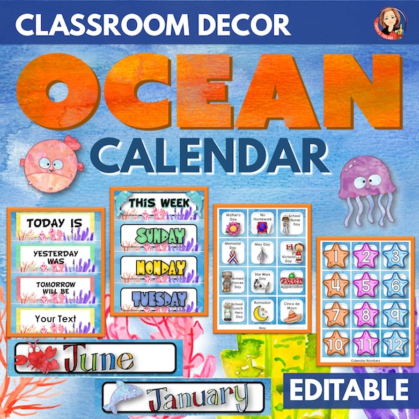 Ocean Under the Sea Theme Classroom Calendar