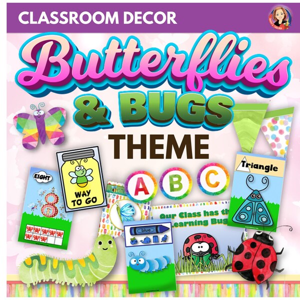 Butterfly Classroom Decor Set, Butterflies and Bugs Theme