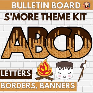 S&#39;more Camping Classroom Decor Bulletin Board Kit, S&#39;more Bulletin Board Letters, Camping Classroom Banners, Borders