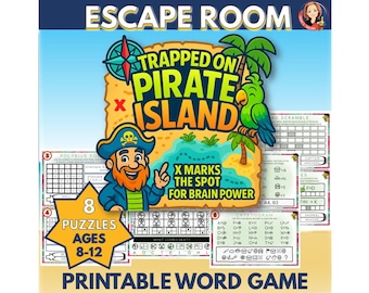 Kit de escape de piratas / Juego de fiesta imprimible para edades de 8 a 12 años / Desafío de rompecabezas de verano DIY / Juego y actividad de palabras para cumpleaños o aula