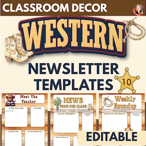 Western Classroom Newsletter Templates | Editable Weekly Parent Communication | Rustic Back-to-School Teacher Forms, Meet the Teacher