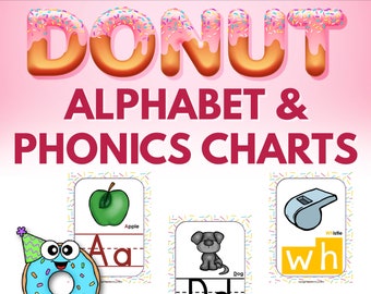 Alphabet und Phonics Anker Charts im Donut Theme