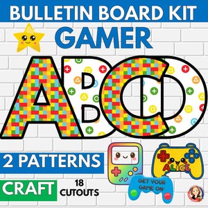 Gamerprikbordkit voor in de klas | Videogame Terug naar school-decoratie | Level-up-display | Leraar deurdecoratie, knutselwerk en poster