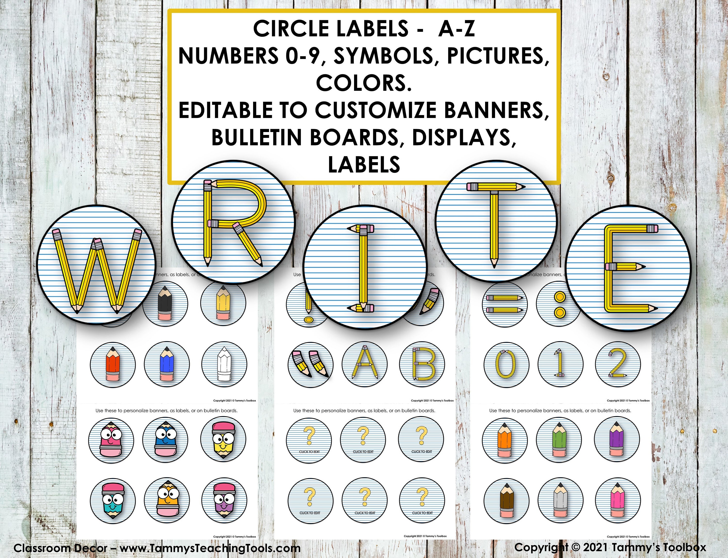 Classroom Decor Bundle in Pencil Theme Editable - Etsy