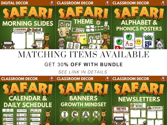 Safari Dschungel Kalender-Pinnwand Set Für Klassenzimmer – Mit Jahreszeiten, Wetter & Tieren | Ca. 45x60 Cm, Inkl. Klettverschlüsse