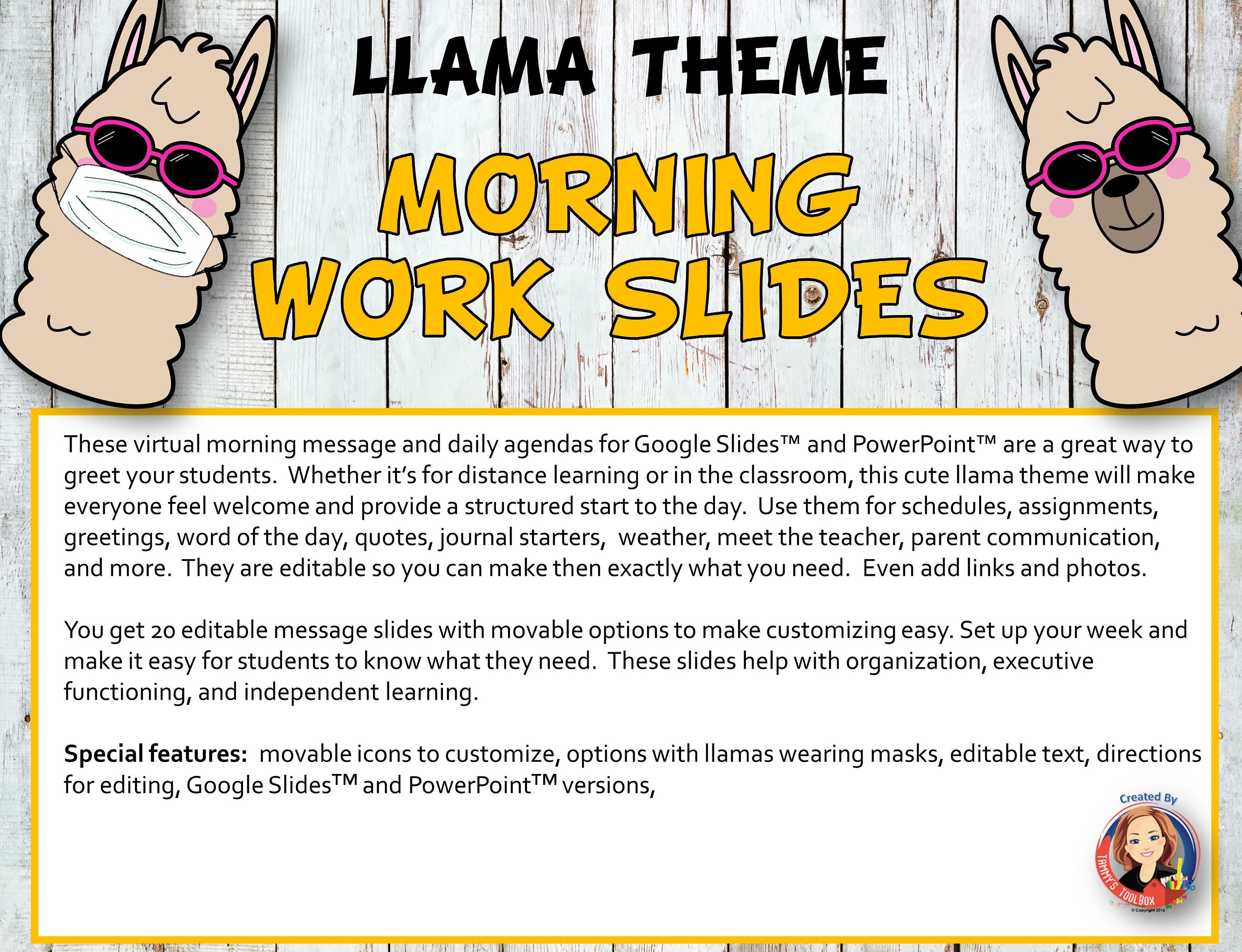 Llama Theme Morning Meeting Slides, Llama Classroom Decor Editable ...
