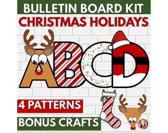 Christmas Bulletin Board Kit, Santa Bulletin Board Letters, Build a Reindeer Craft and Display, Reindeer Letters, December Classroom Decor