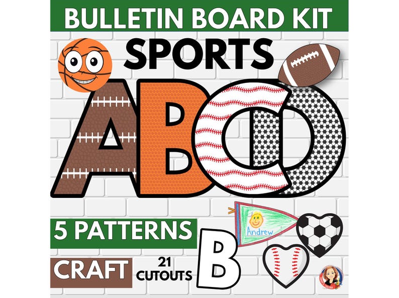 Back to School Sports Bulletin Board Kit With Pennant Craft | Classroom ...