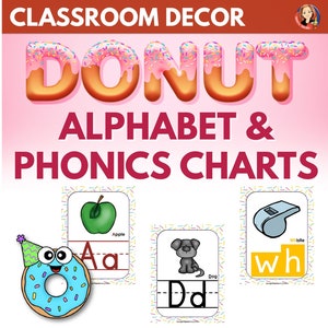 Alphabet and Phonics Anchor Charts in Donut Theme, Donut Alphabet Posters, Donut Classroom Decor, Phonics Posters