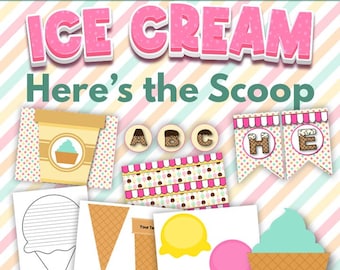 Summer Bulletin Board Kit with Writing Activities in Ice Cream Theme