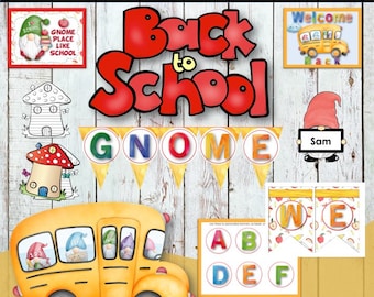 Gnome Back To School Bulletin Board and Getting To Know Me Activities, Gnome Craft, Gnome Classroom Decor Posters, Banners