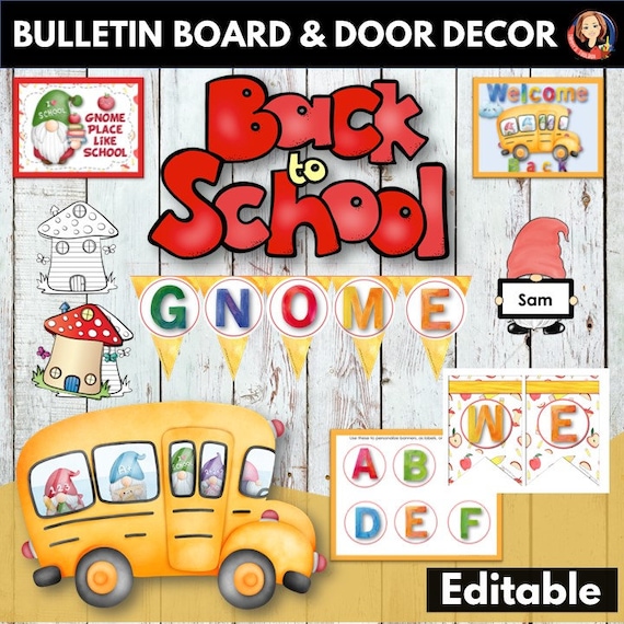 Gnome Back To School Bulletin Board and Getting To Know Me Activities, Gnome Craft, Gnome Classroom Decor Posters, Banners