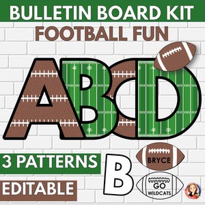 Football Bulletin Board Letters,  Printable Football Bulletin Board Kit, Editable Classroom Decor with Football Banners and Borders