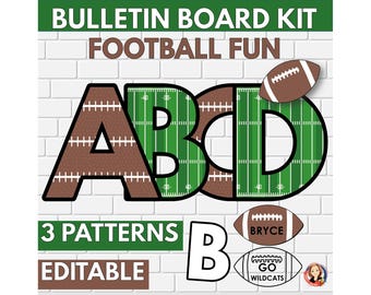 Football Bulletin Board Letters,  Printable Football Bulletin Board Kit, Editable Classroom Decor with Football Banners and Borders
