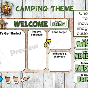 Classroom Morning Slides Templates in Camping Theme - Etsy