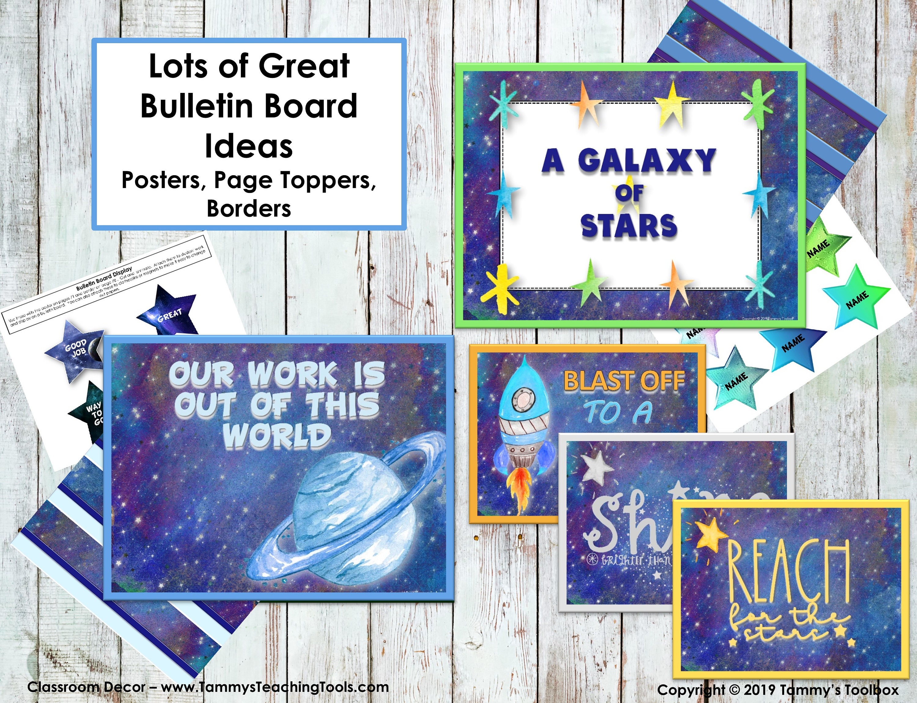 Galaxy Classroom Decor Bundle Editable - Etsy