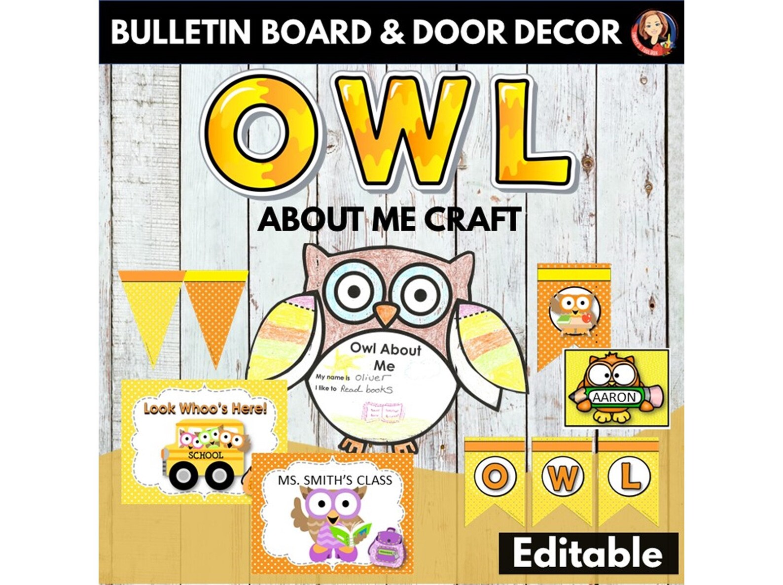 Owl Theme Bulletin Board, Owl Craft Set, Classroom Decor, All About Me ...