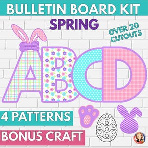 Easter Bulletin Board Kit,  Printable April Classroom Decor, Spring Bulletin Board Letters, Easter Craft Easter Bunny, Easter Egg Cutouts