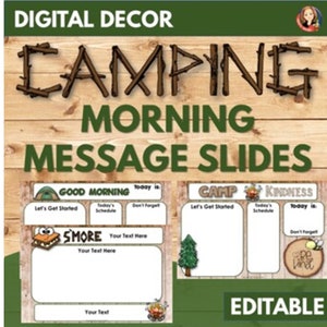Classroom Morning Slides Templates in Camping Theme