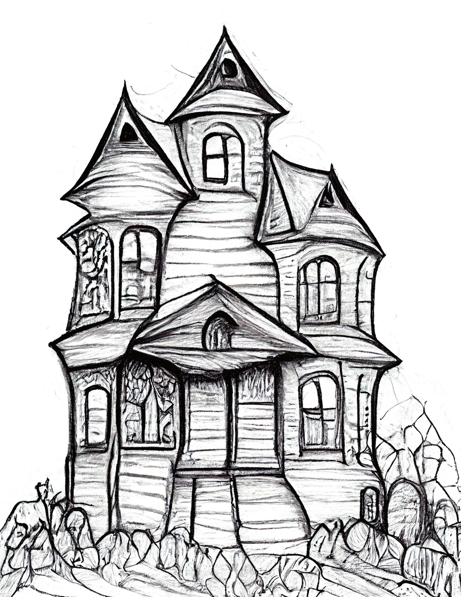 Haunted House Image Colouring Pages - Big Bundle of 10 Images to Print ...