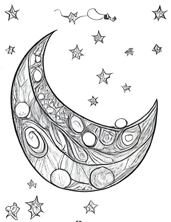 Dibujo de estrella y media luna para colorear