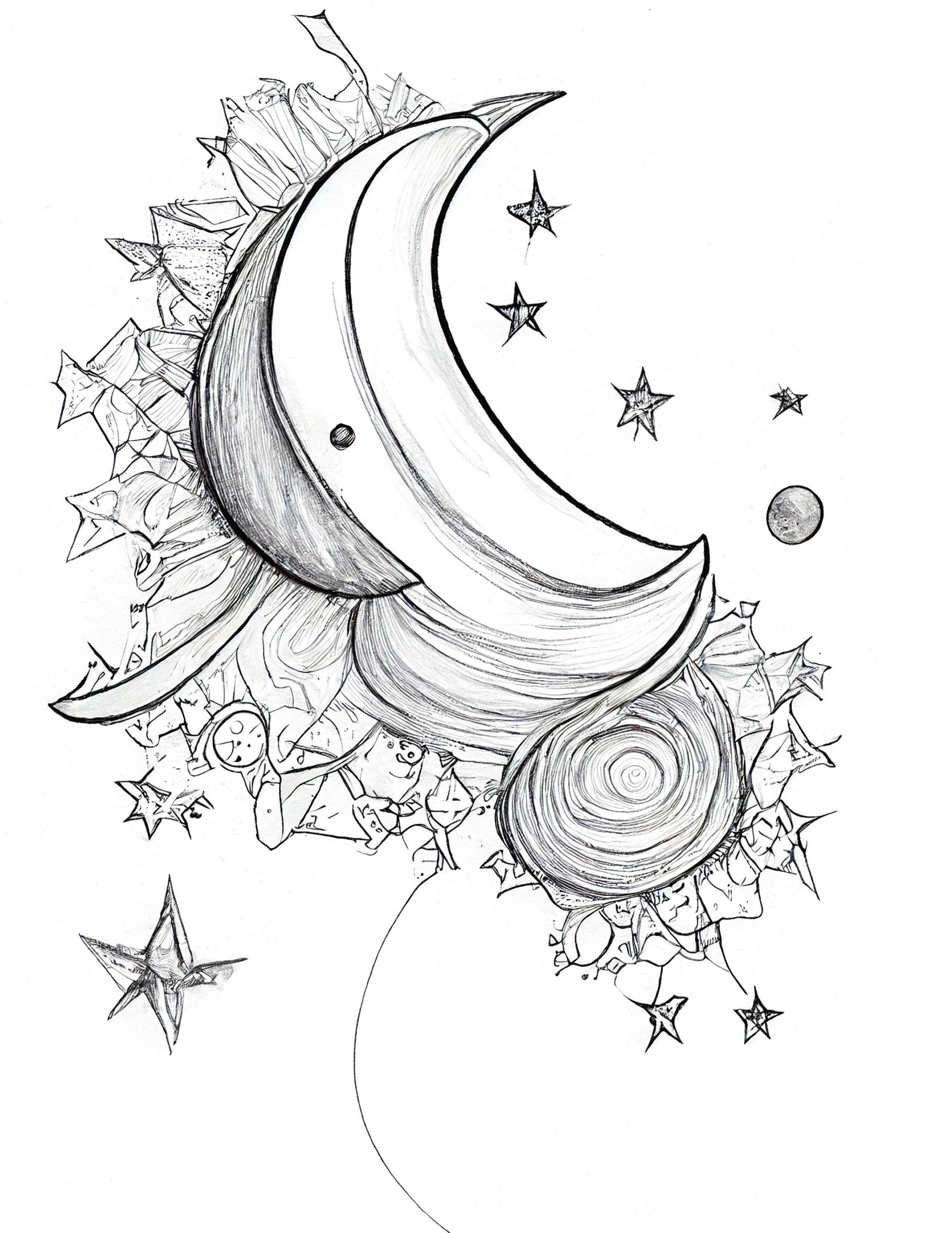 Moon and Stars Colouring Pages - Big Bundle of 10 Images to Print and ...