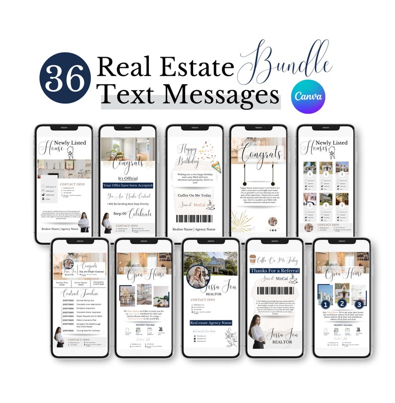 Digital Business Card Bundle Taxable Real Estate Template Etsy