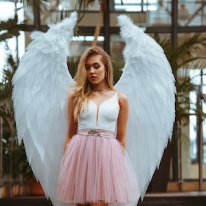 White angel wings, cupid wings costume with feather wings, angel cosplay wings, white wings, costume for cosplay party, photo props