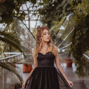 Asas de fada preta, fantasia de asas de borboleta, asas de fada de borboleta preta, asas pretas de borboleta adulta grande, adereço de foto, asas de rabo de andorinha