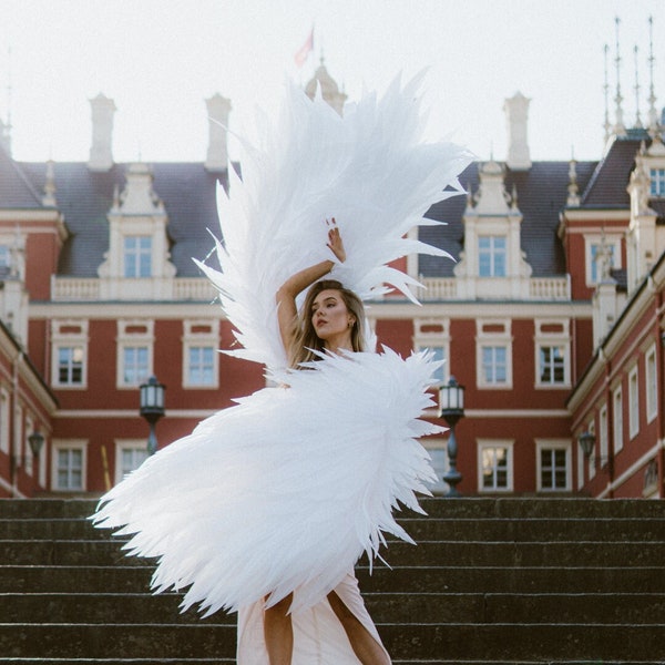 Witte engel dansvleugels kostuum voor fotoshoot vrouw, bewegende vleugels van Victoria geheime vleugels, vleugels voor dans cosplay kostuum