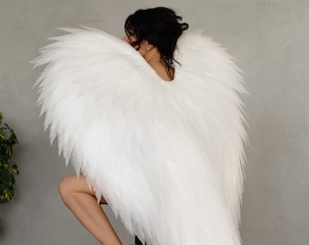 Big white angel wings adult, angel costume wings, Photo props wings, Angel wings for costume for a photo shoot on a bachelorette party
