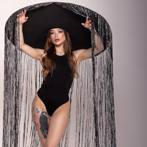 Special offer! Big hat with tassels Floor-length fringed hat Carnival outfit Large hat for photoshoots, avant garde hat Halloween costume