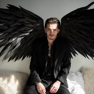 Black wings costume for cosplay woman and man Black wings cosplay devil wings Raven wings Halloween costume Adult halloween costume cosplay